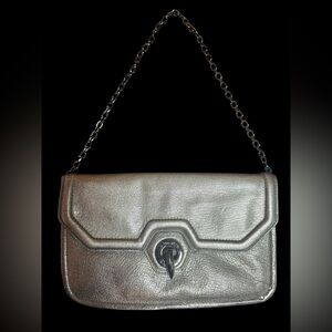 RACHEL ZOE Gunmetal gray clutch bag with optional chain